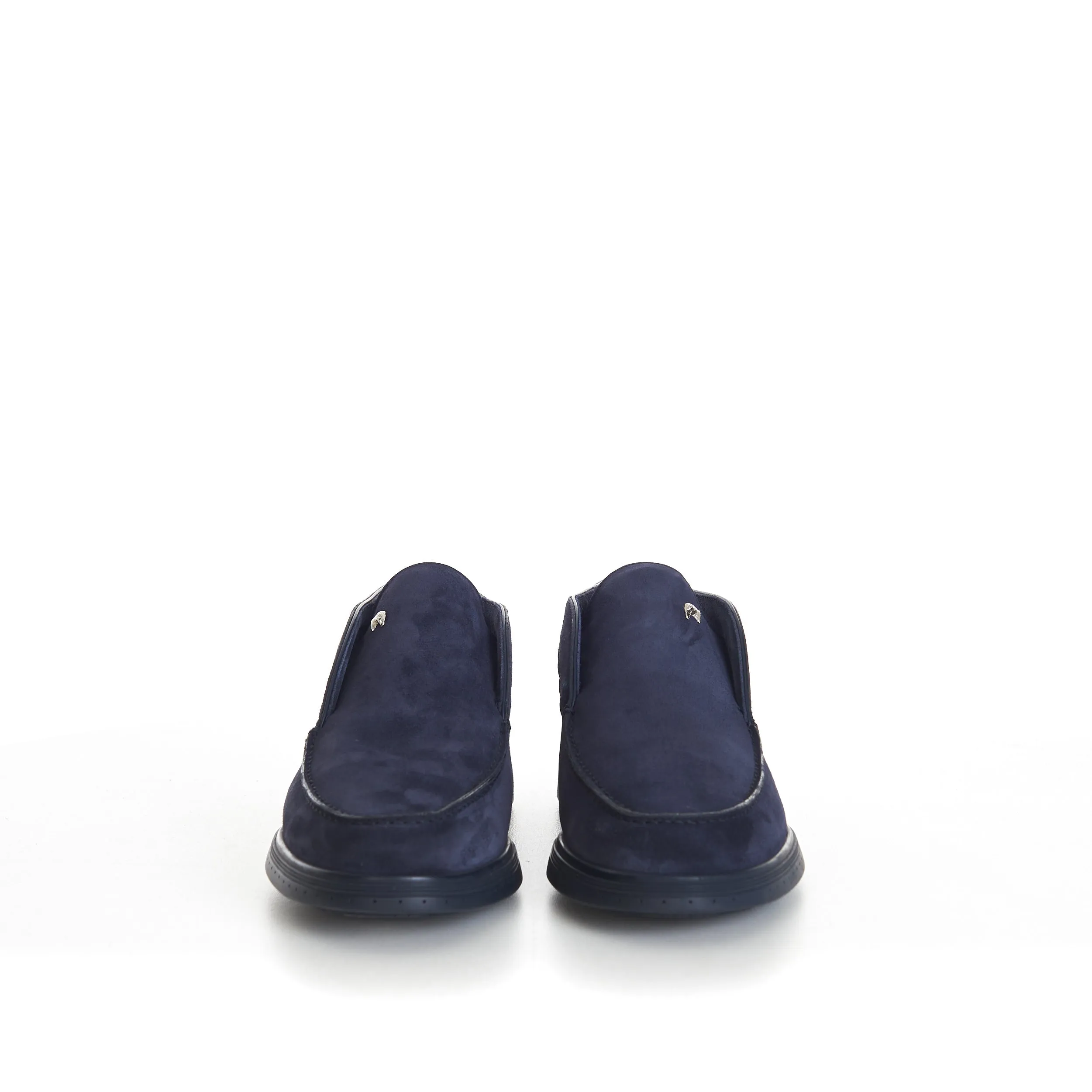 Blue Ankle Suede Loafers With Rubber Soles