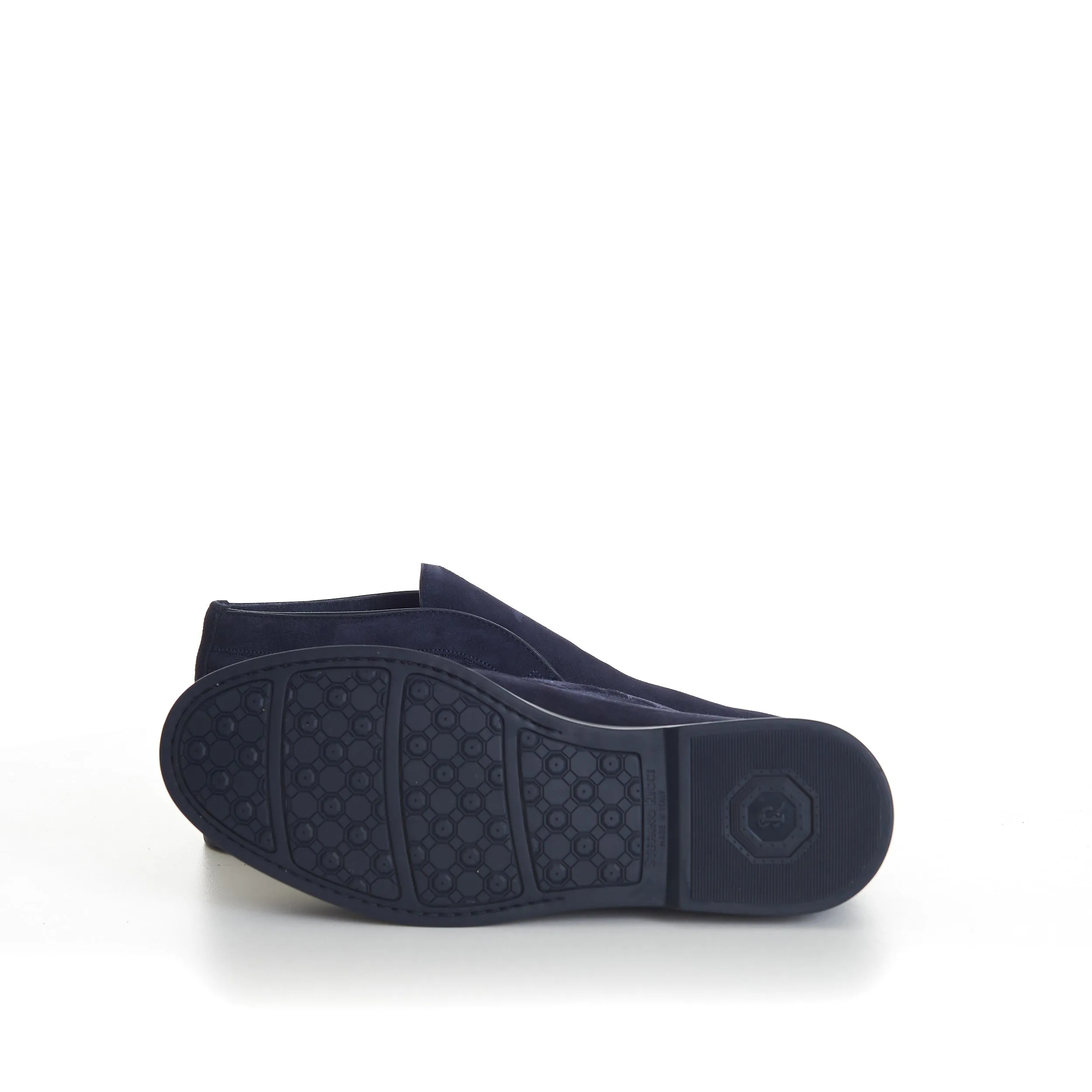 Blue Ankle Suede Loafers With Rubber Soles