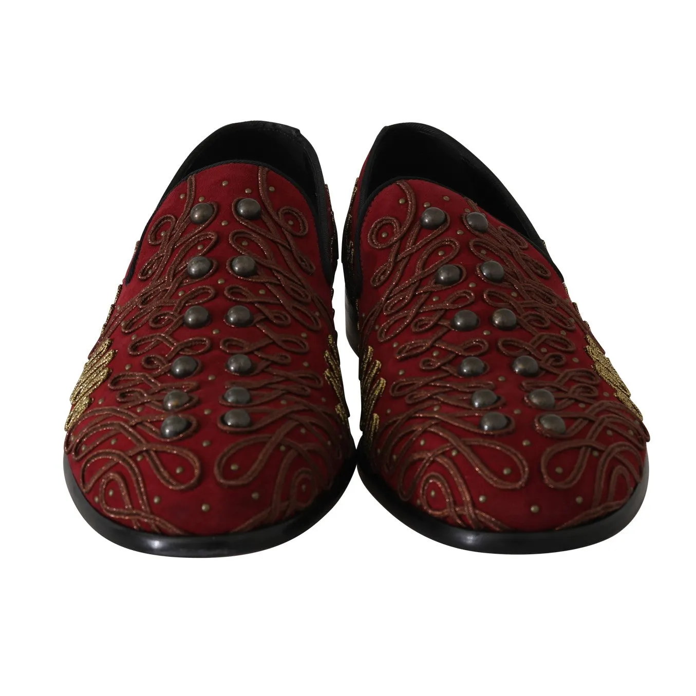 Bordeaux Gold Ricamo Loafers Suede