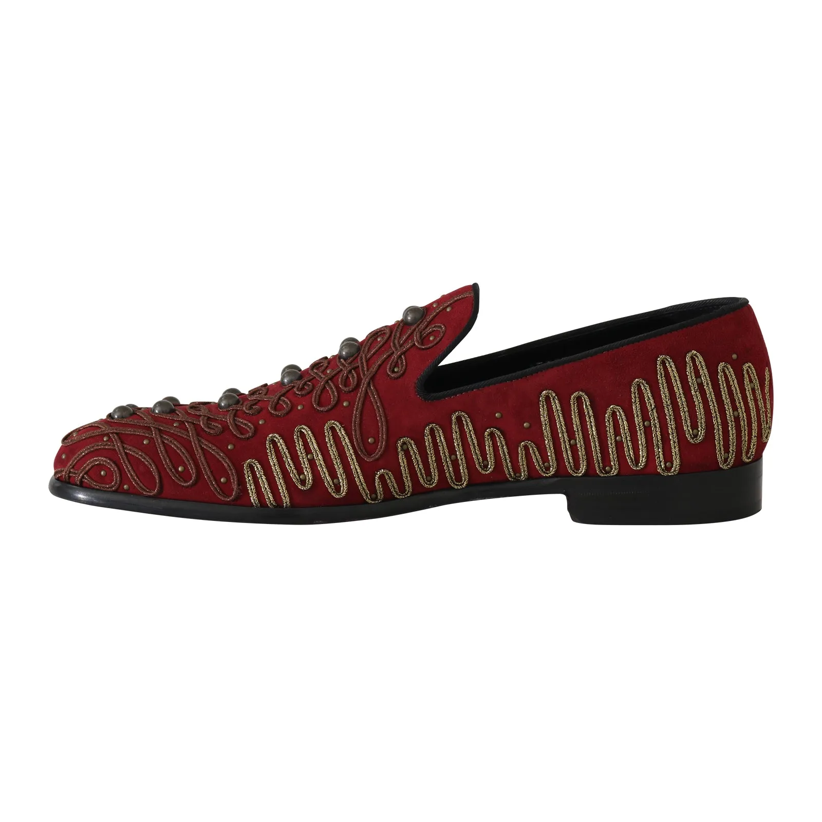 Bordeaux Gold Ricamo Loafers Suede