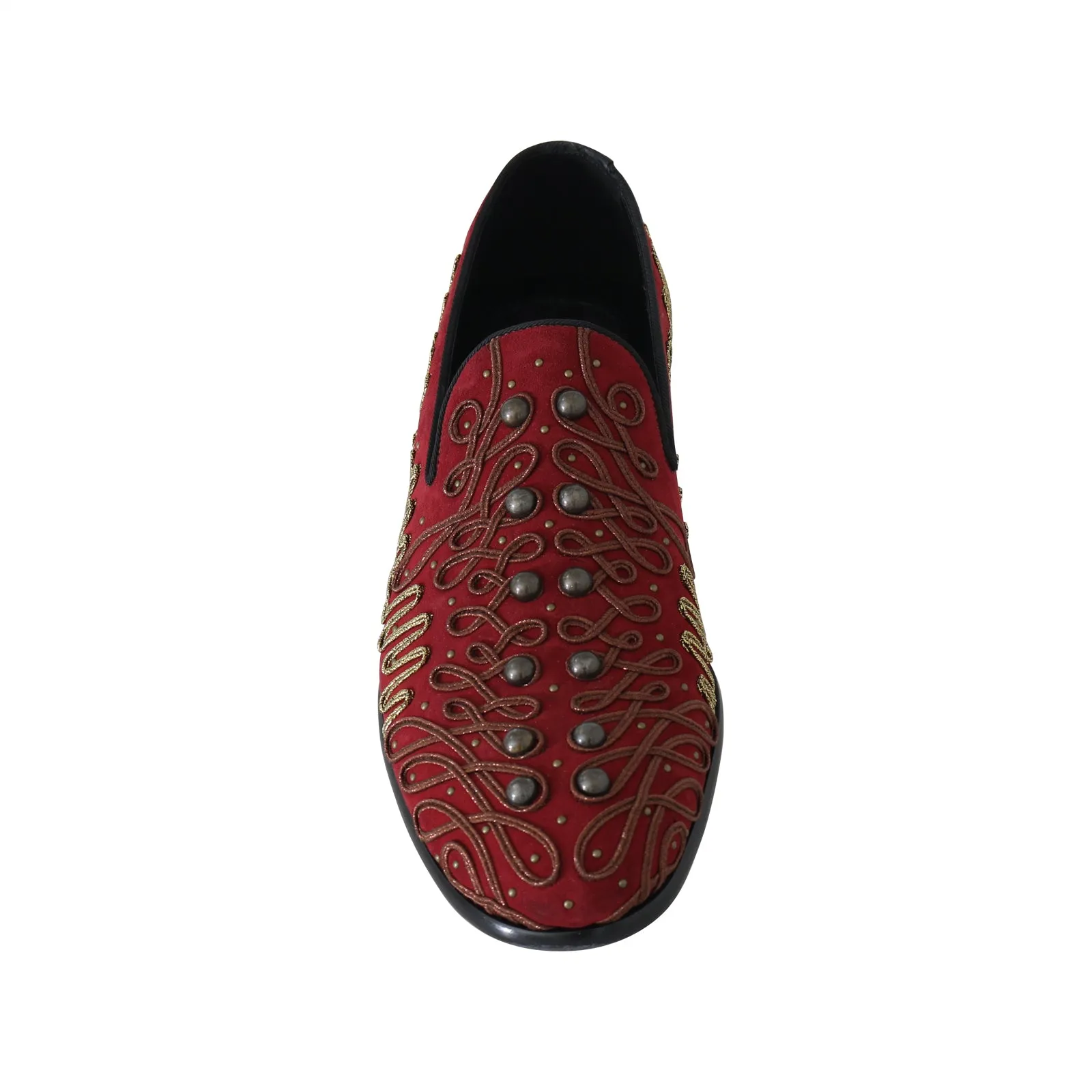 Bordeaux Gold Ricamo Loafers Suede