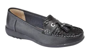 Boulevard L5012A Womens Wide Fit Apron Tassle Casual Shoe