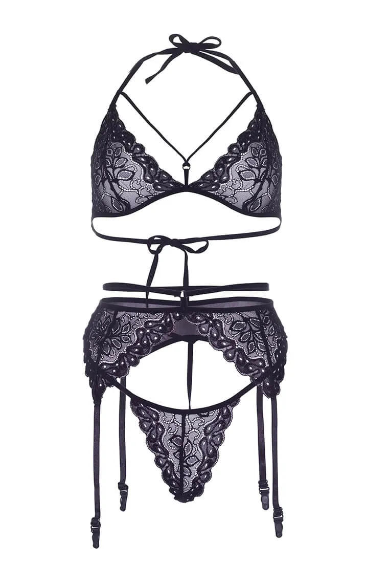 Bra, garter belt and string - Date Essentials