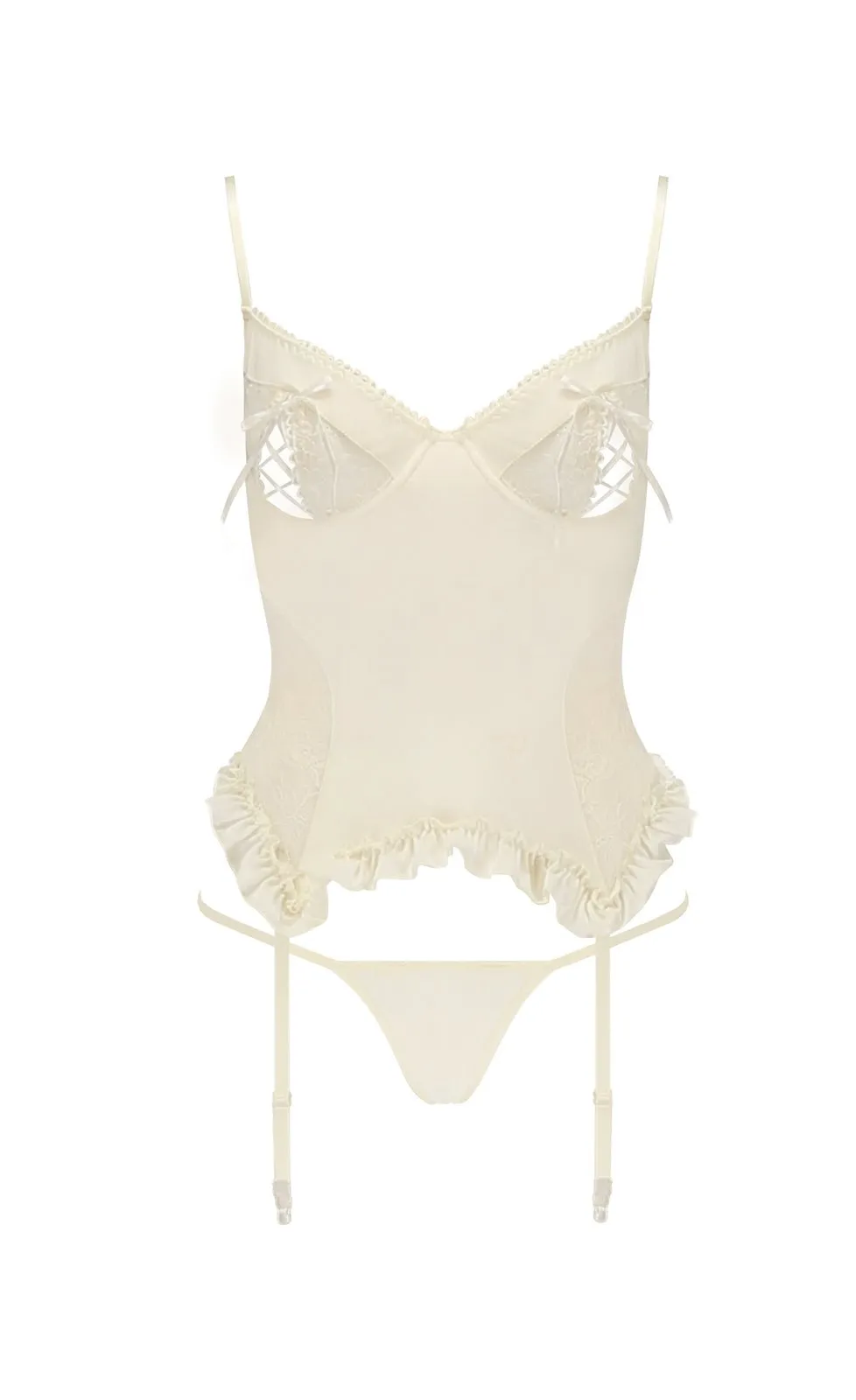 Bridal Bliss Ivory Lace & Microknit Corset Set