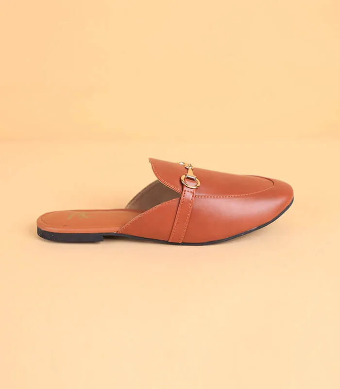 Buckled Mules For Women (Tan)