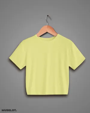 Butter yellow plain crop t shirt