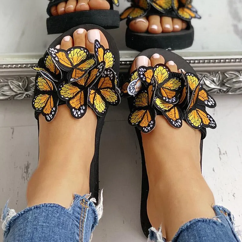 Butterfly Embellished Flat Casual Sandals