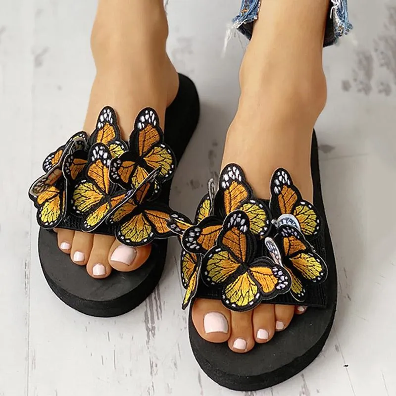 Butterfly Embellished Flat Casual Sandals
