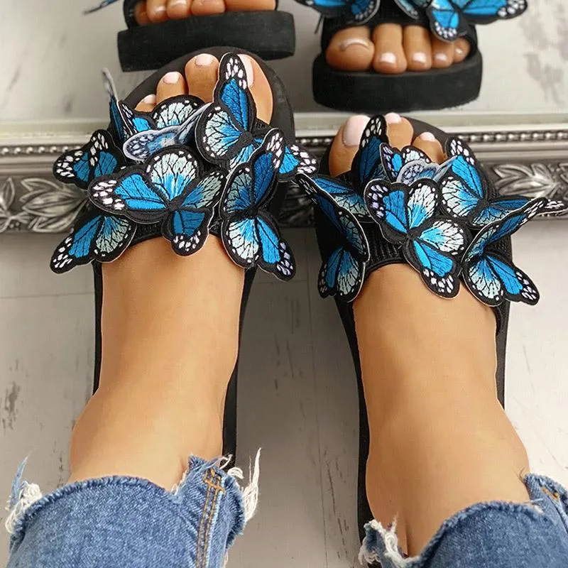 Butterfly Embellished Flat Casual Sandals