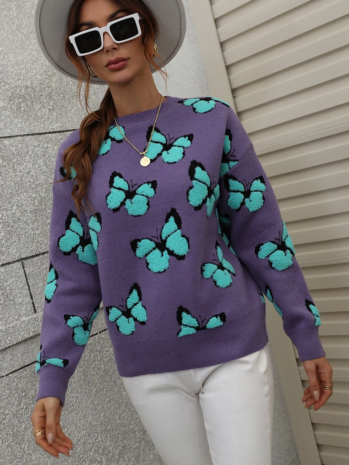 Butterfly Knit Top - Purple