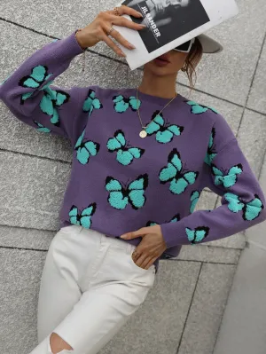 Butterfly Knit Top - Purple