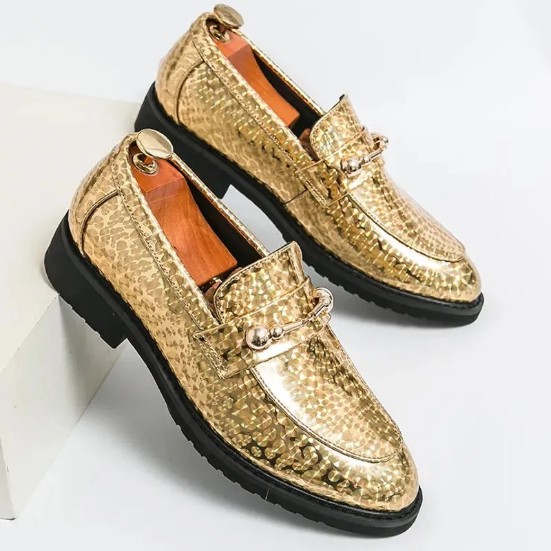 Casual Gold Loafers Non-Slip Breathable Men Shoes