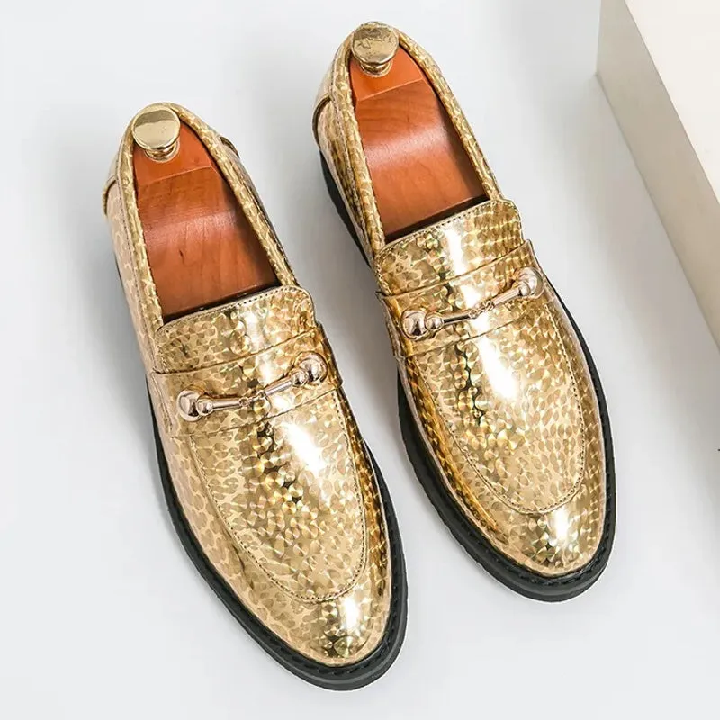Casual Gold Loafers Non-Slip Breathable Men Shoes