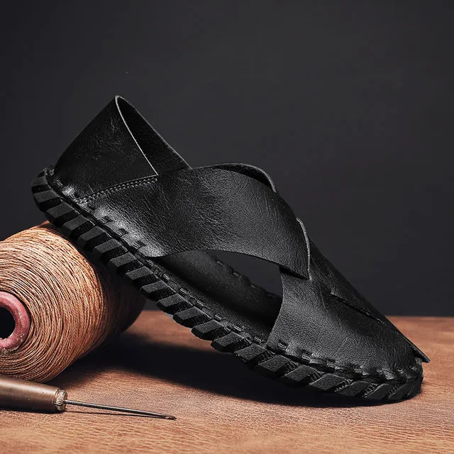 Casual Leather Men Sandals Outdoor Slippers