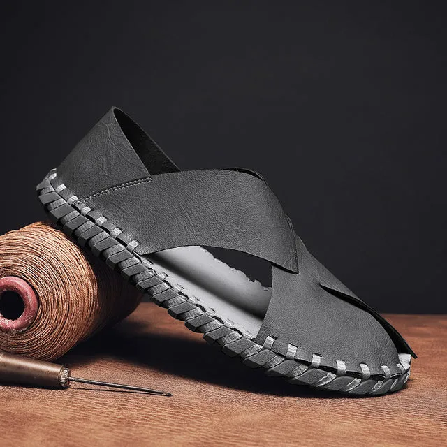 Casual Leather Men Sandals Outdoor Slippers