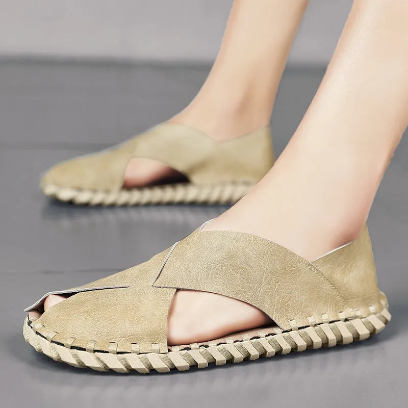 Casual Leather Men Sandals Outdoor Slippers