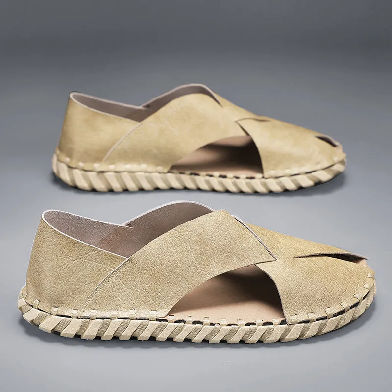 Casual Leather Men Sandals Outdoor Slippers