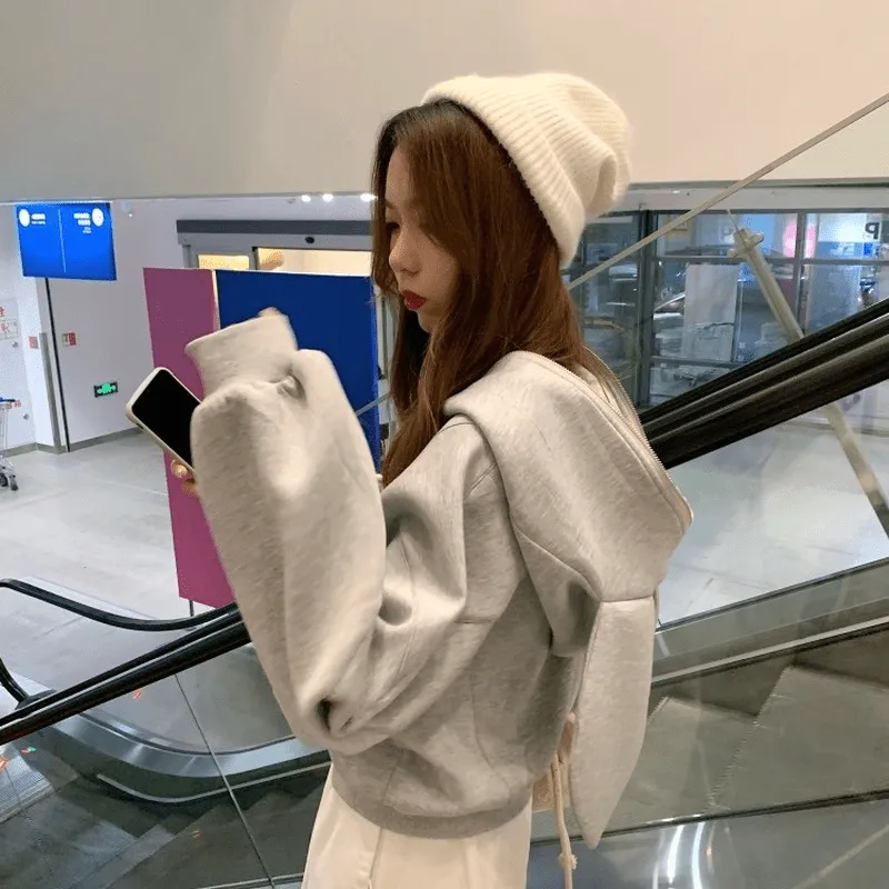 Casual Loose Bunny Ears Hoodie Outerwear