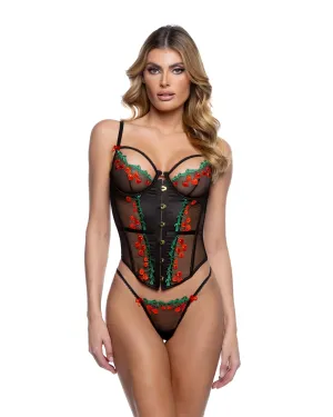 Cherry Deght Corset 2pc Set