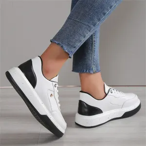 Chic Round Toe Lace Up Splicing Thick Sole Women's Loafers