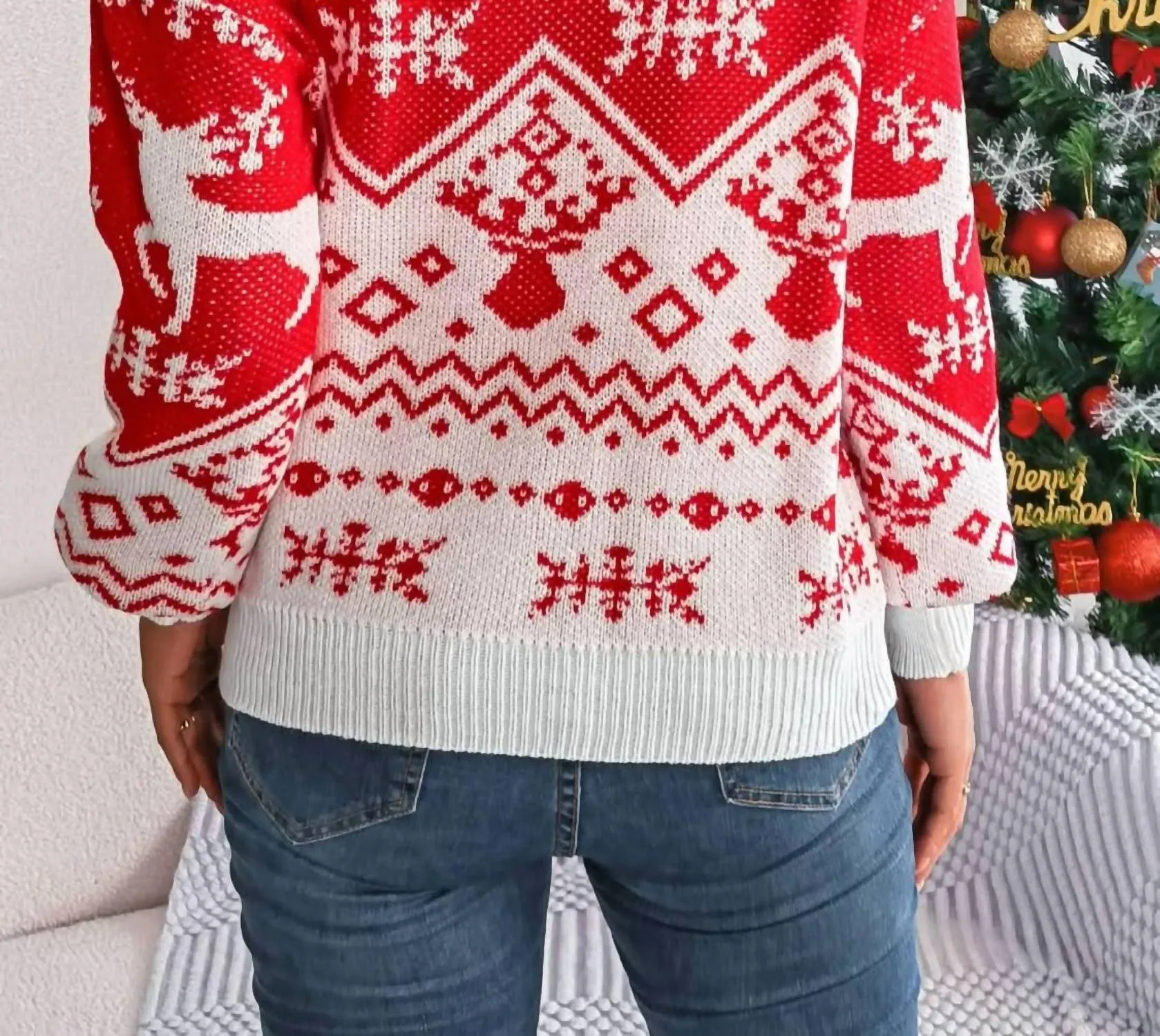 Christmas Element Sweater In Red