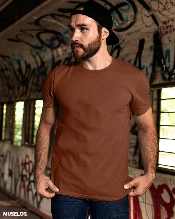Coffee brown mens plain t shirt