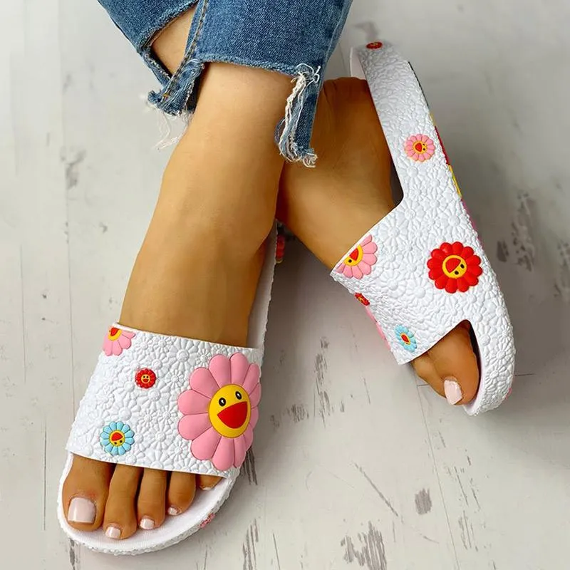 Colorful Sunflower Pattern Casual Sandals