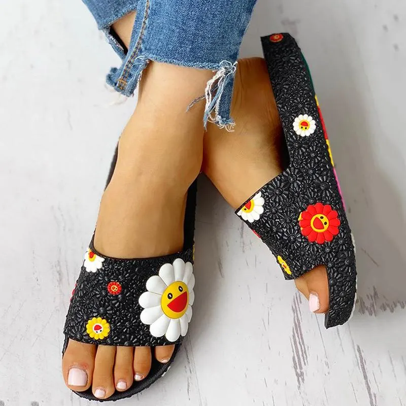 Colorful Sunflower Pattern Casual Sandals