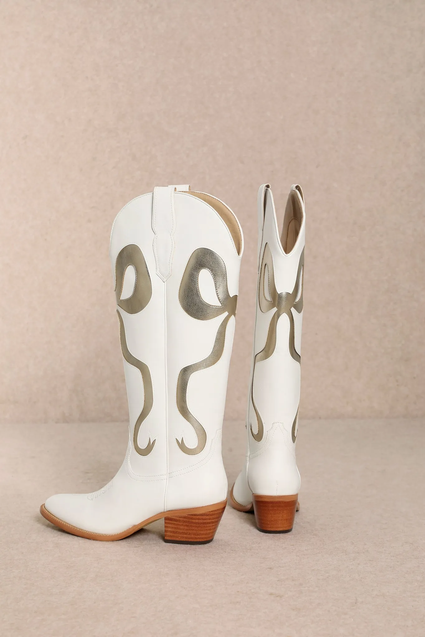 Coquette Bow Cowboy Boots- Gold