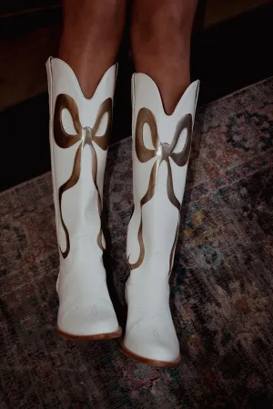 Coquette Bow Cowboy Boots- Gold