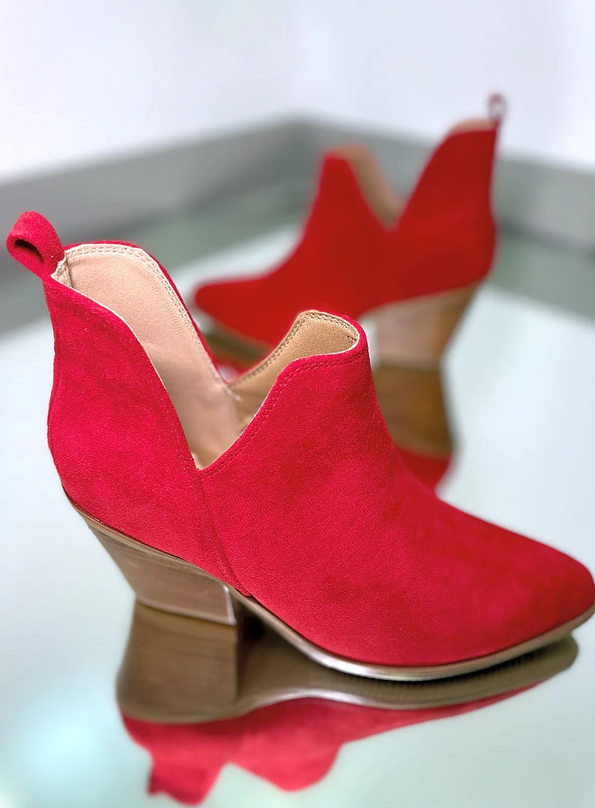 Corky's Red Faux Suede Sassy Pants Boots