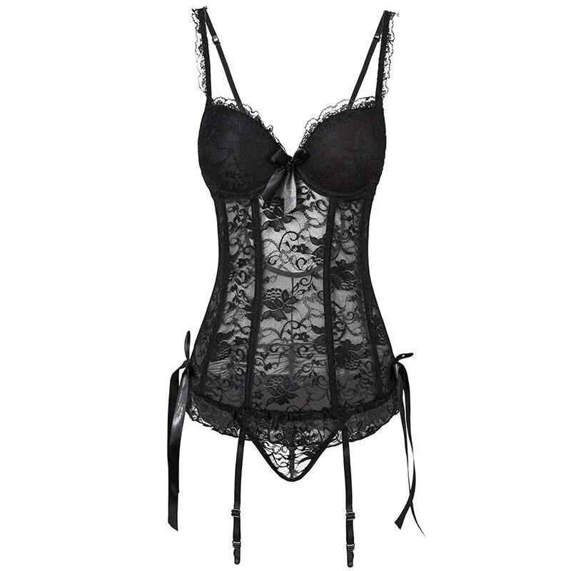Corset Dentelle <br> Broderie Noir