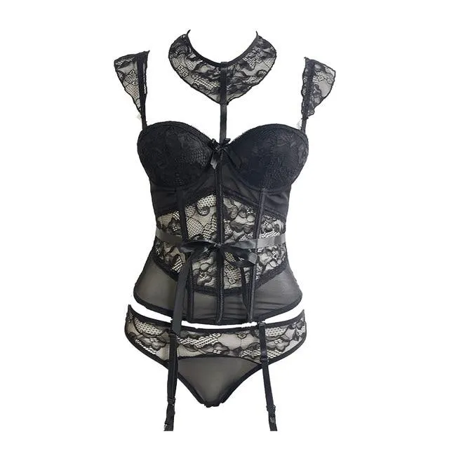 Corset Porte-jarretelles <br> Ensemble Noir