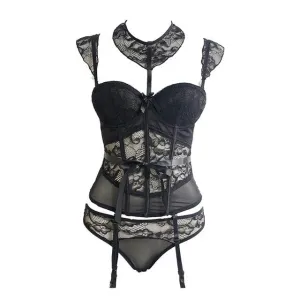 Corset Porte-jarretelles <br> Ensemble Noir
