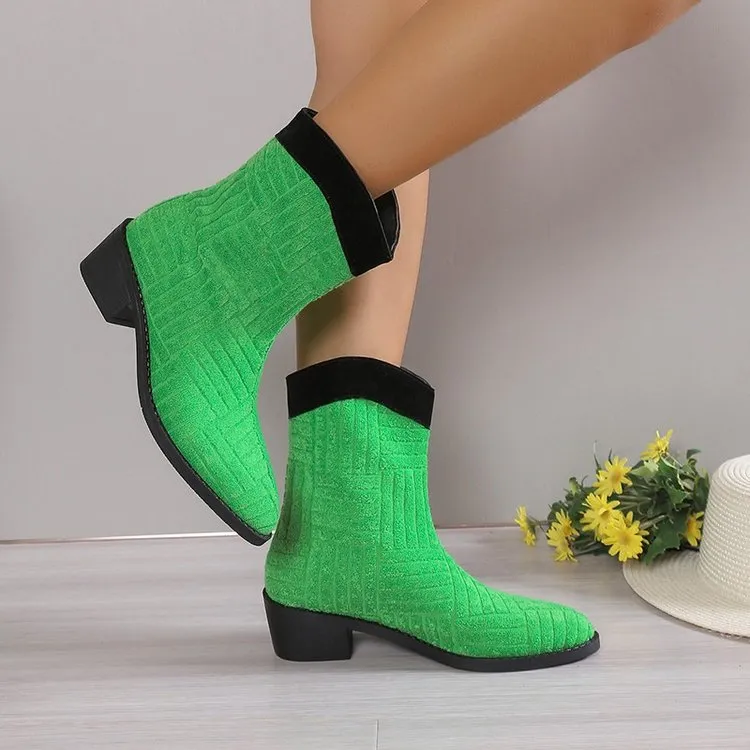 Creamtopmall Plush colorful mid-calf boots
