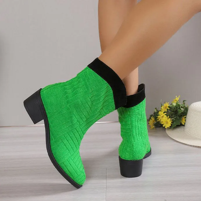 Creamtopmall Plush colorful mid-calf boots