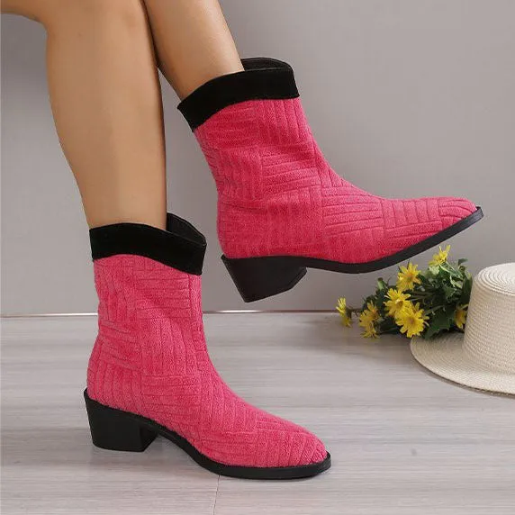 Creamtopmall Plush colorful mid-calf boots