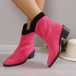 Creamtopmall Plush colorful mid-calf boots