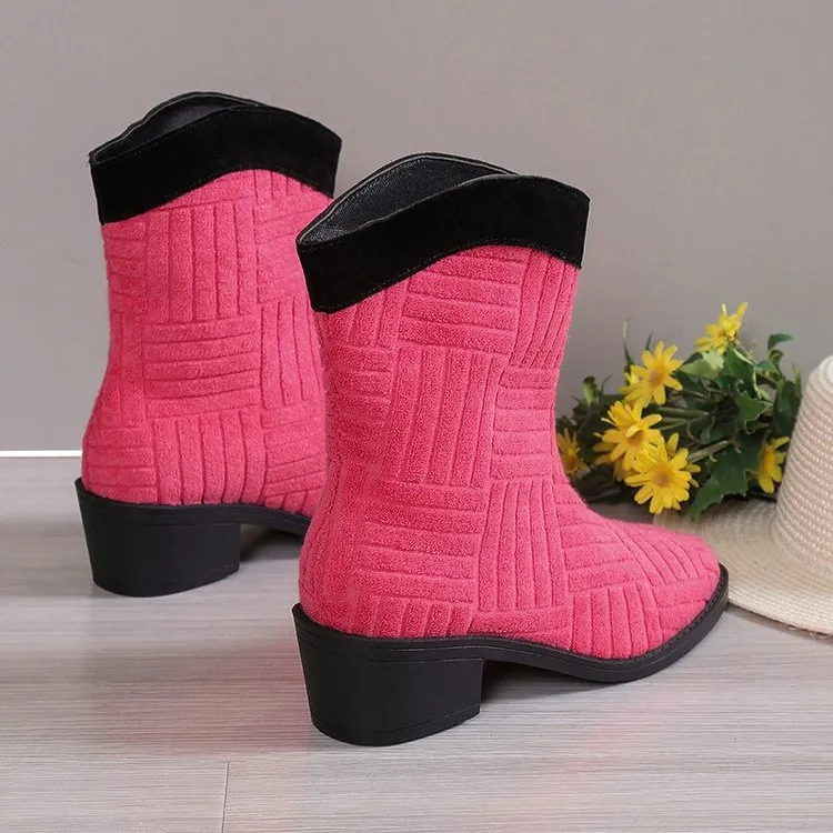 Creamtopmall Plush colorful mid-calf boots