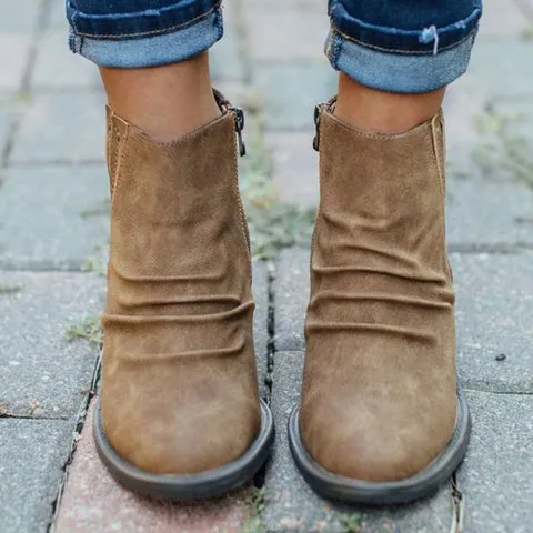 Creamtopmall Side Zipper Thick Heel High Heel Ankle Boots