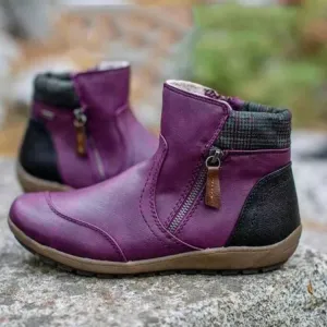 Creamtopmall Vintage Double Zips Ankle Boots