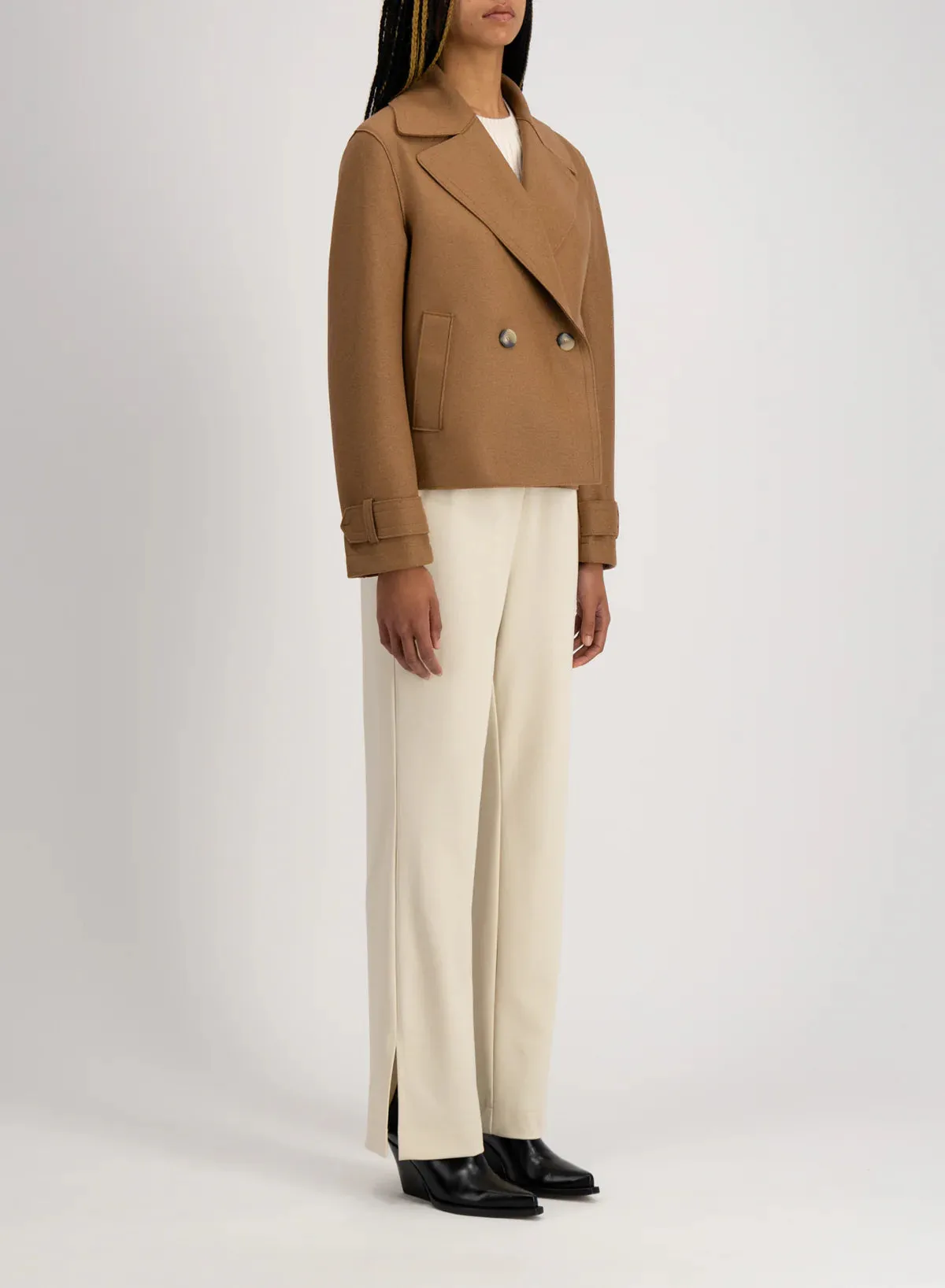 Cropped Peacoat - Navy Blue