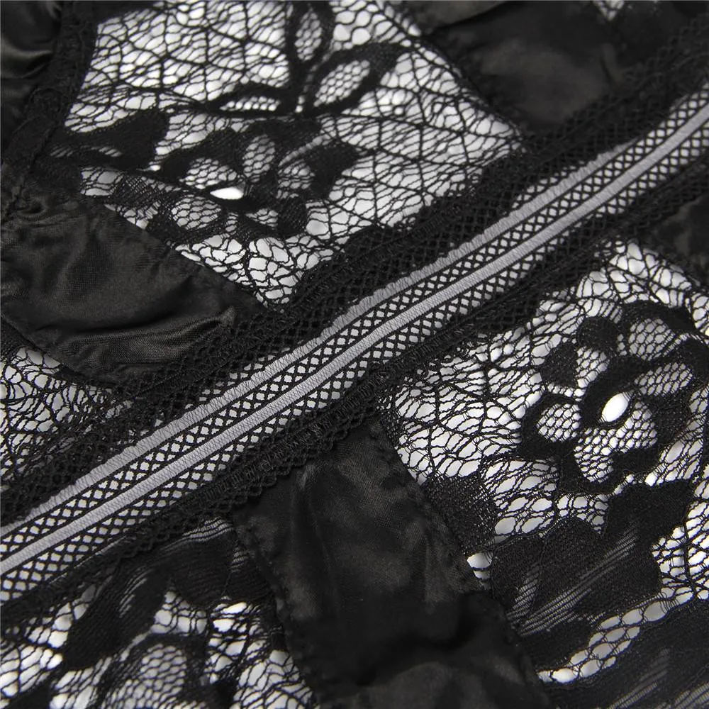 Crotch Open Lace High Quality Eyelash Lace Splice Sexy Egypt Bodysuit