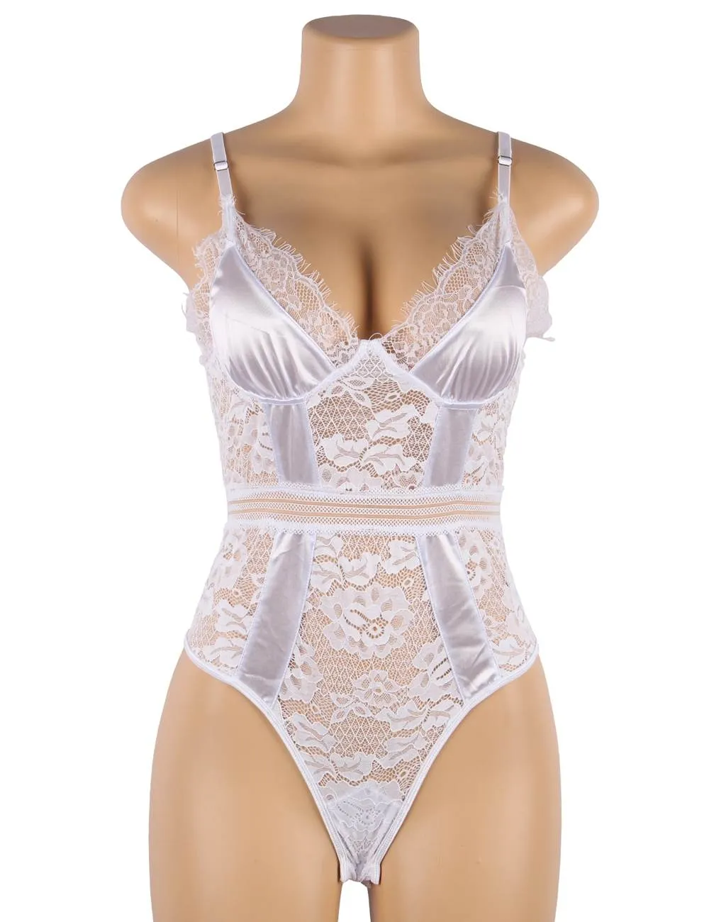 Crotch Open Lace High Quality Eyelash Lace Splice Sexy Egypt Bodysuit