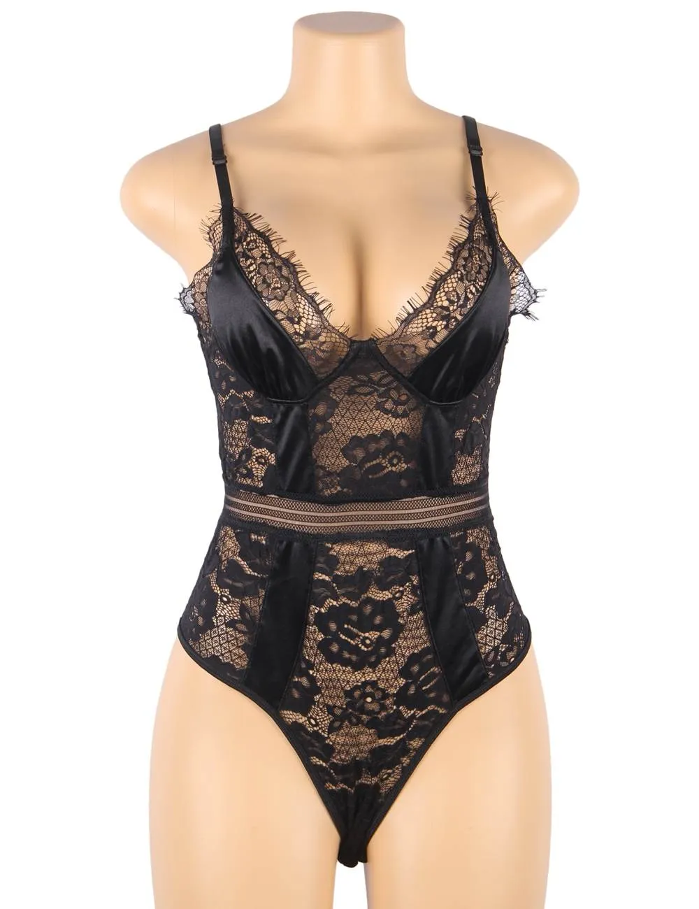 Crotch Open Lace High Quality Eyelash Lace Splice Sexy Egypt Bodysuit
