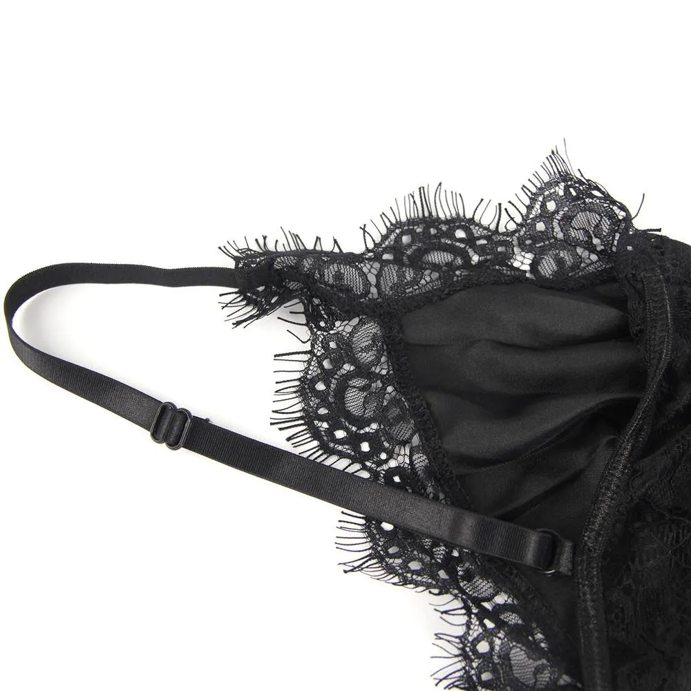 Crotch Open Lace High Quality Eyelash Lace Splice Sexy Egypt Bodysuit