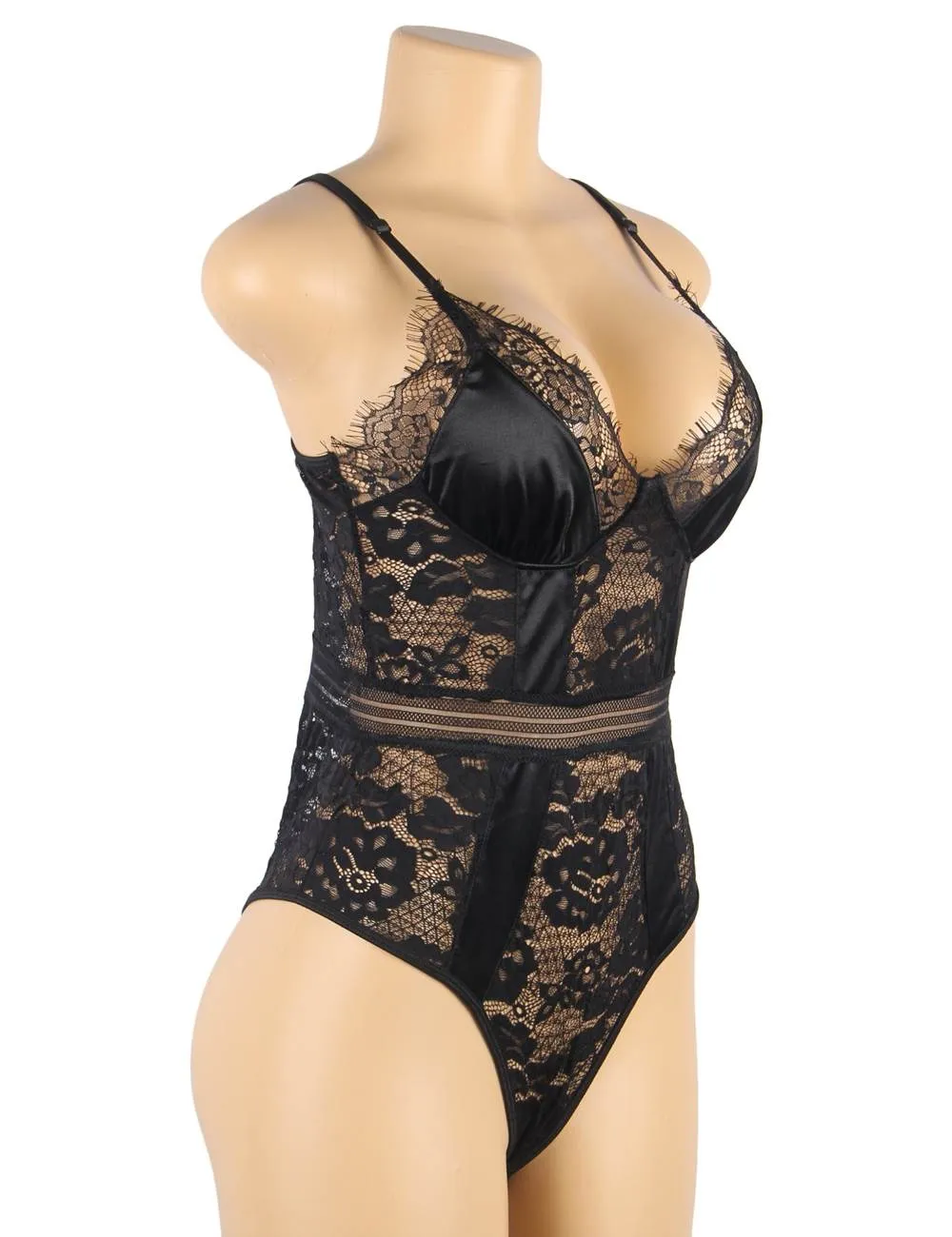 Crotch Open Lace High Quality Eyelash Lace Splice Sexy Egypt Bodysuit