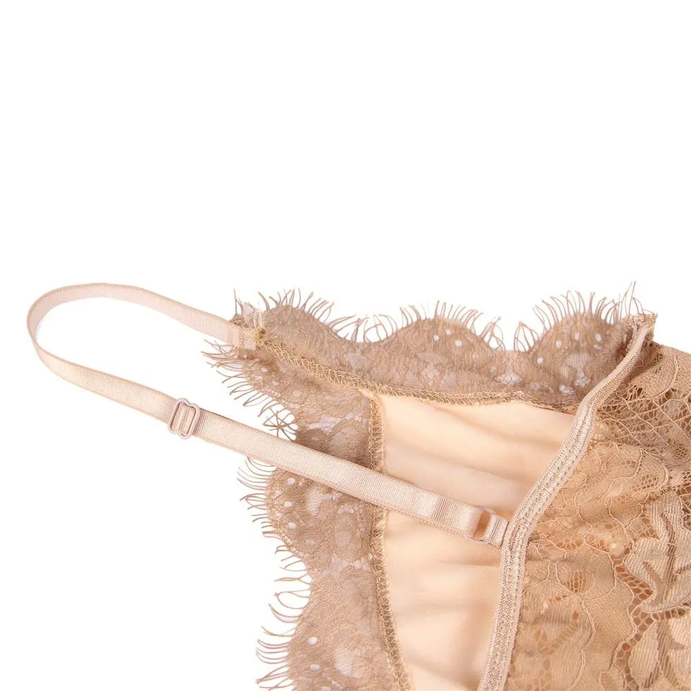 Crotch Open Lace High Quality Eyelash Lace Splice Sexy Egypt Bodysuit