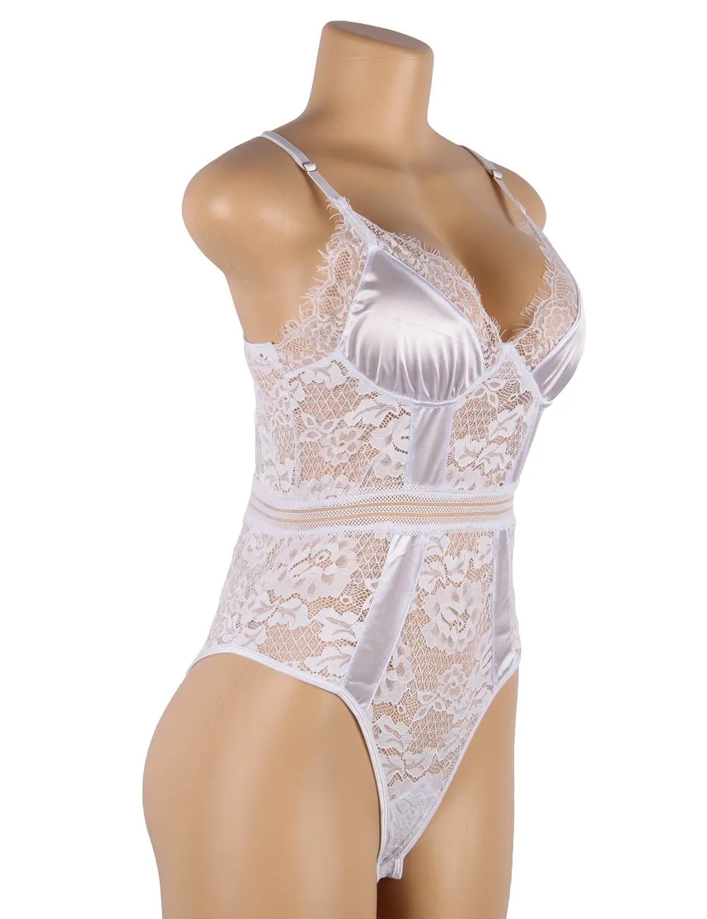 Crotch Open Lace High Quality Eyelash Lace Splice Sexy Egypt Bodysuit