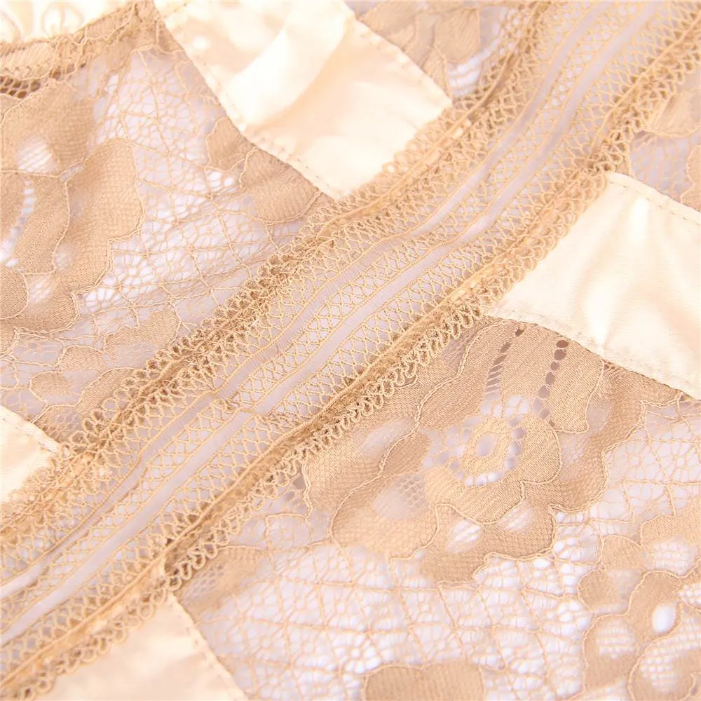 Crotch Open Lace High Quality Eyelash Lace Splice Sexy Egypt Bodysuit